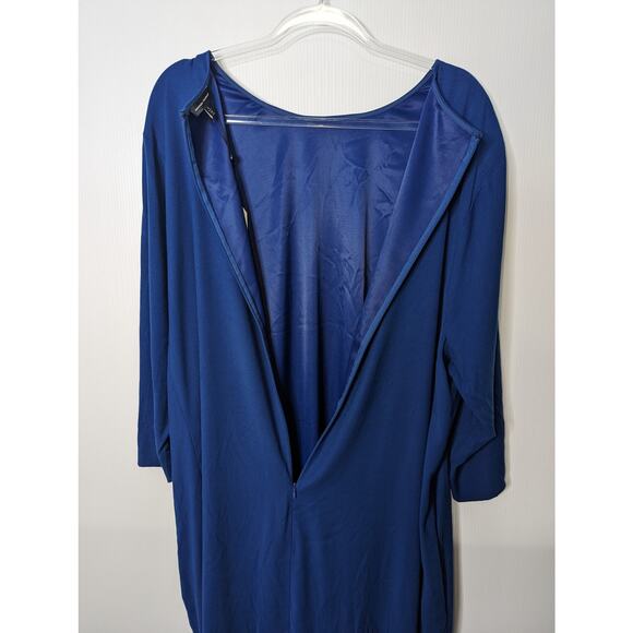 Universal Standard Crewneck Luxe Twill Sheath Dress Navy Peony Size Large 22-24 - Picture 9 of 11